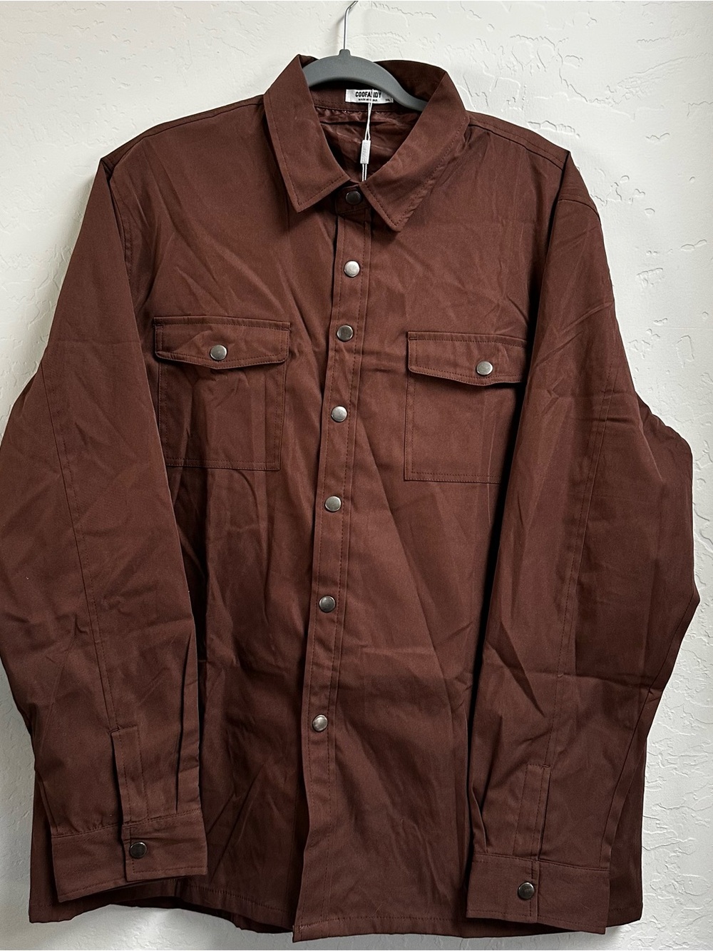 NWT COOFANDY Men’s Brown Lightweight Button Down Shirt Jacket Shacket XXL